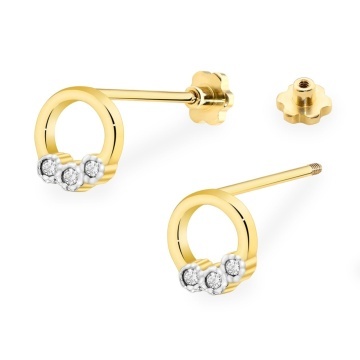 Cercei Aur 14K cu Diamant Natural Filet cu Protectie - Img 2