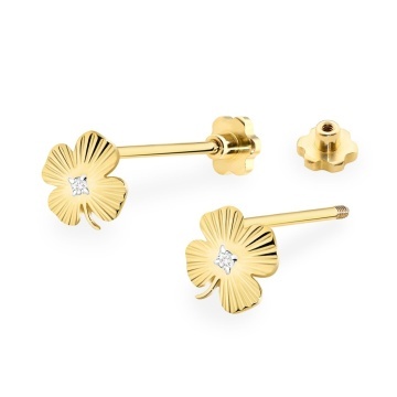 Cercei Aur 14K cu Diamante Naturale 0.01 ct Filet cu Protectie - Img 2