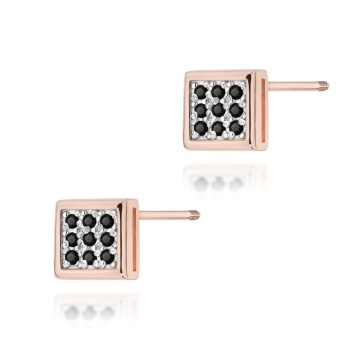 Cercei Aur 14K cu Diamante Naturale Negre 0.09 ct Filet cu Protectie - Img 3