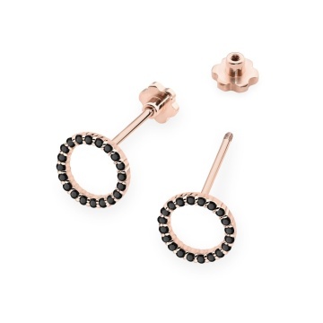 Cercei Aur 14K cu Diamante Naturale Negre 0.20 ct Filet cu Protectie - Img 5