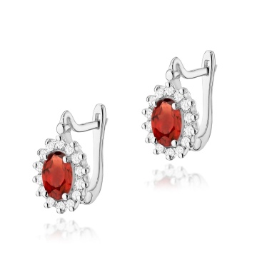 Cercei Aur 14K cu Granat 0.50 ct si Diamante Naturale 0.24 ct - Img 3