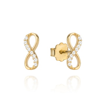 Cercei Aur 14k cu Infinit si Zirconii Albe - Img 4