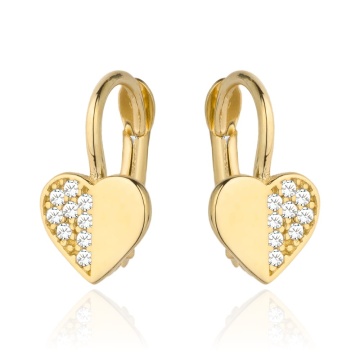 Cercei Aur 14k cu Inimioare si Zirconii - Img 2