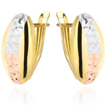 Cercei Aur 14k cu Model Roz si Alb - Img 3