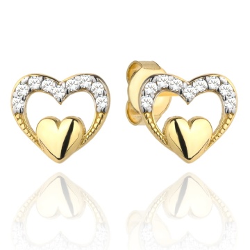 Cercei Aur 14k cu Model si Zirconii Albe - Img 4