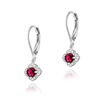 Cercei Aur 14K cu Rubin 0.30 ct si Diamante Naturale 0.06 ct - Img 3