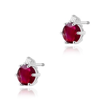 Cercei Aur 14K cu Rubin 0.60 ct si Diamante Naturale 0.03 ct Filet cu Protectie - Img 5