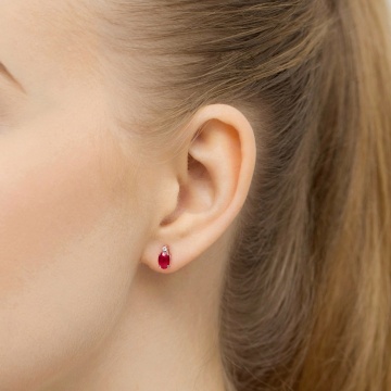 Cercei Aur 14K cu Rubin 0.60 ct si Diamante Naturale 0.03 ct Filet cu Protectie - Img 6
