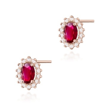 Cercei Aur 14K cu Rubin 0.60 ct si Diamante Naturale 0.24 ct - Img 6