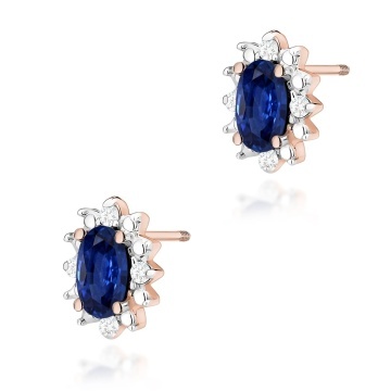 Cercei Aur 14K cu Safir 0.30 ct si Diamante Naturale 0.04 ct Filet cu Protectie - Img 3