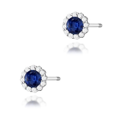 Cercei Aur 14K cu Safir 0.50 ct si Diamante Naturale 0.21 ct Filet cu Protectie - Img 5