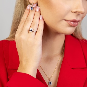 Cercei Aur 14K cu Safir 0.60 ct si Diamante Naturale 0.34 ct - Img 8