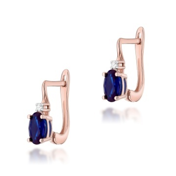 Cercei Aur 14K cu Safir 0.70 ct si Diamante Naturale 0.03 ct - Img 5