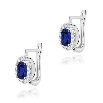Cercei Aur 14K cu Safir 0.70 ct si Diamante Naturale 0.16 ct - Img 5