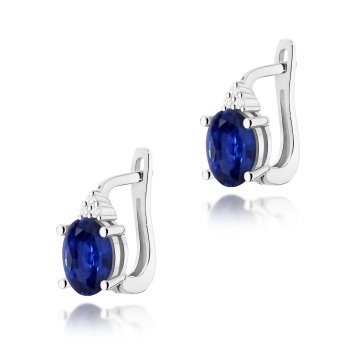 Cercei Aur 14K cu Safir 0.90 ct si Diamante Naturale 0.05 ct - Img 3