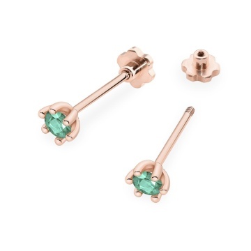 Cercei Aur 14K cu Smarald 0.15 ct Filet cu Protectie - Img 5