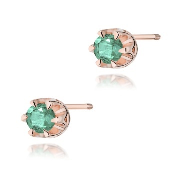 Cercei Aur 14K cu Smarald 0.15 ct Filet cu Protectie - Img 3