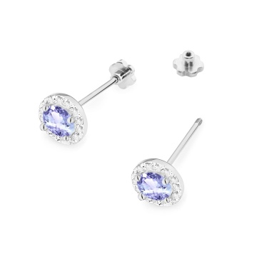 Cercei Aur 14K cu Tanzanit 0.50 ct si Diamante Naturale 0.24 ct Filet cu Protectie - Img 8
