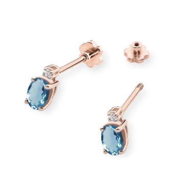 Cercei Aur 14K cu Topaz London Blue 0.50 ct si Diamante Naturale 0.03 ct Filet cu Protectie - Img 7