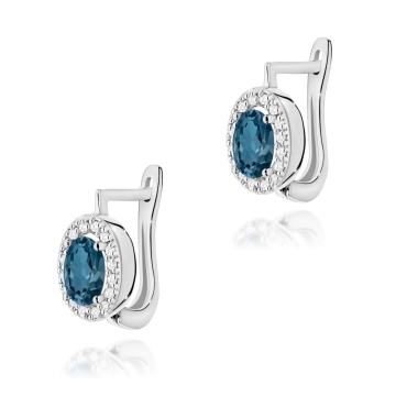 Cercei Aur 14K cu Topaz London Blue 0.50 ct si Diamante Naturale 0.16 ct - Img 5
