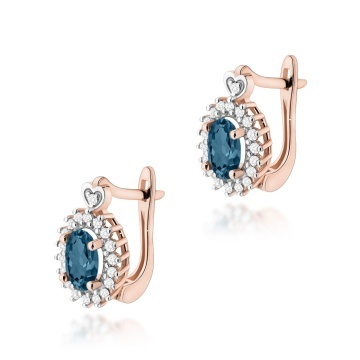Cercei Aur 14K cu Topaz London Blue 0.50 ct si Diamante Naturale 0.19 ct - Img 5