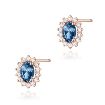 Cercei Aur 14K cu Topaz London Blue 0.50 ct si Diamante Naturale 0.24 ct Filet cu Protectie - Img 7