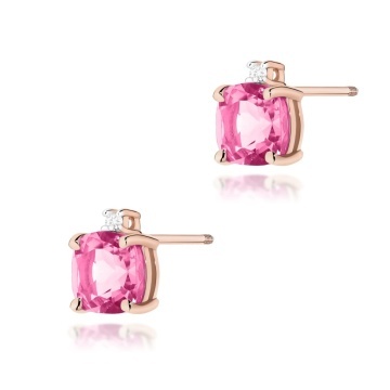 Cercei Aur 14K cu Topaz Roz 1.10 ct si Diamante Naturale 0.03 ct Filet cu Protectie - Img 4