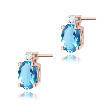 Cercei Aur 14K cu Topaz Swiss 0.50 ct si Diamante Naturale 0.03 ct - Img 4