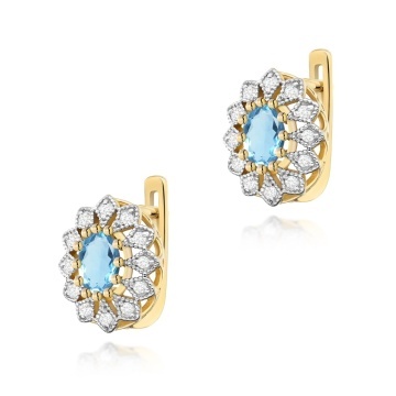 Cercei Aur 14K cu Topaz Swiss 0.50 ct si Diamante Naturale 0.21 ct