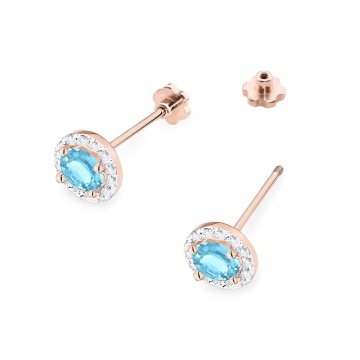 Cercei Aur 14K cu Topaz Swiss 0.50 ct si Diamante Naturale 0.24 ct Filet cu Protectie - Img 5