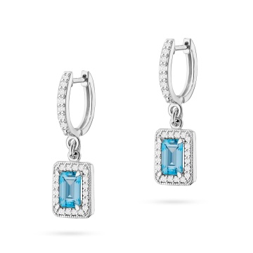 Cercei Aur 14K cu Topaz Swiss 0.65 ct si Diamante Naturale 0.34 ct - Img 3