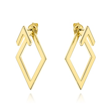 Cercei Aur Galben 14K Rombi Tridimensionali