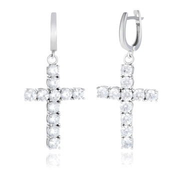 Cercei Crystal Cross din argint 925