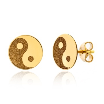 Cercei din aur 14k Yin și Yang - Img 2