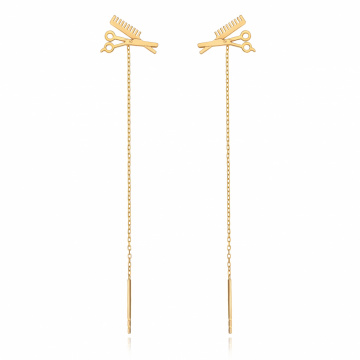 Cercei Hairstylist din AUR 14K cu lantisor