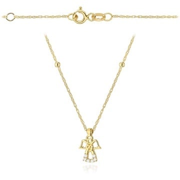 Colier Aur 14K Anjo Zirconiu și Bile Netede - Img 2