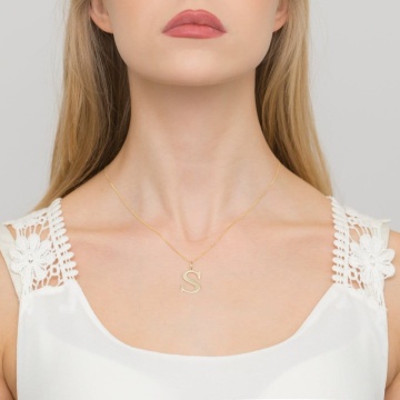 Colier Aur 14K cu Diamant Natural 0.01 ct - Img 2