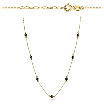 Colier cu Margelute Negre si Bilute- Aur 14k - Img 3