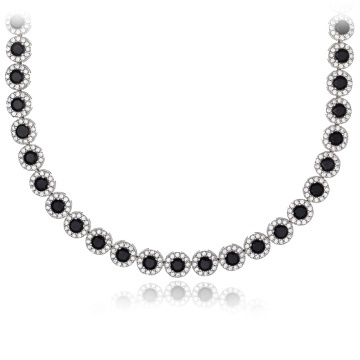 Colier din argint 925 cu cristale Angel Collection - Black Edition