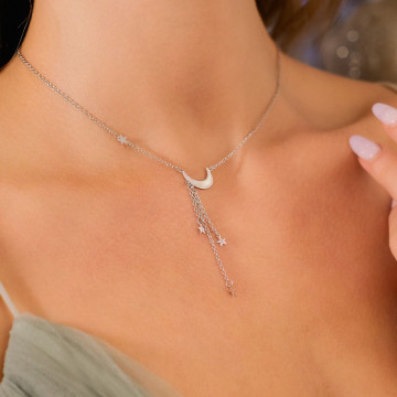 Colier personalizabil din argint 925 Moon & Stars HD - Img 2