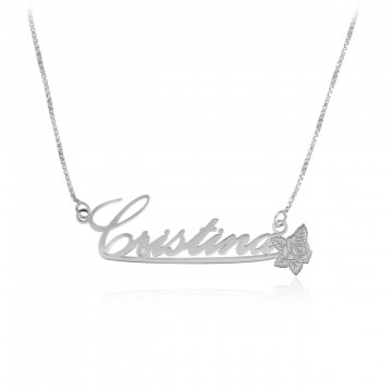 Colier Roses Crystal din argint 925 personalizat cu nume