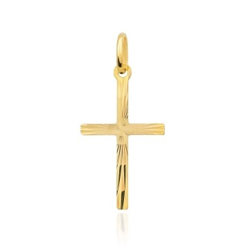 Cruciuliță Aur 14K Diamentată Pe O Singură Parte