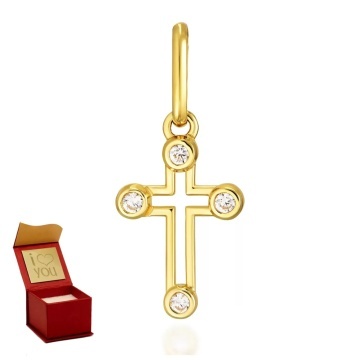 Cruciuliță Aur 8K Decorată cu Pietre 3.3022 - Img 3
