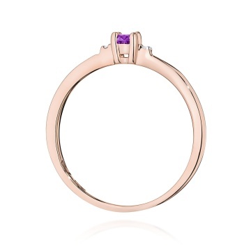 Inel Aur 14K cu Ametist 0.10 ct si Diamante Naturale 0.01 ct - Img 7