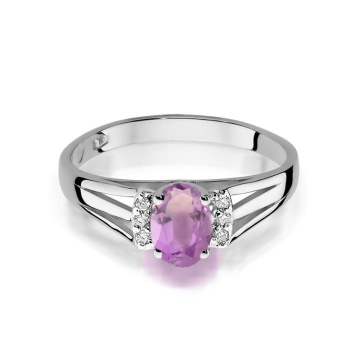 Inel Aur 14K cu Ametist 0.40 ct si Diamante Naturale 0.05 ct - Img 7
