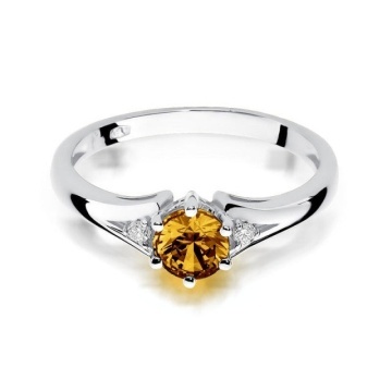 Inel Aur 14K cu Citrin 0.50 ct si Diamante Naturale 0.03 ct - Img 5