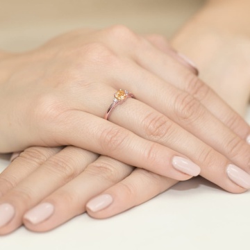 Inel Aur 14K cu Citrin 0.50 ct si Diamante Naturale 0.03 ct - Img 11