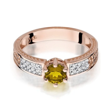 Inel Aur 14K cu Citrin 0.50 ct si Diamante Naturale 0.08 ct - Img 9
