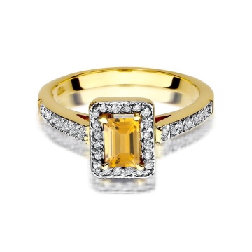Inel Aur 14K cu Citrin 0.60 ct si Diamante Naturale 0.22 ct - Img 2