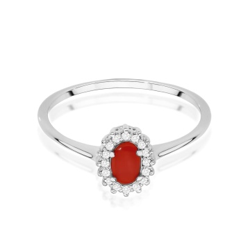 Inel Aur 14K cu Coral 0.20 ct si Diamante Naturale 0.08 ct - Img 6